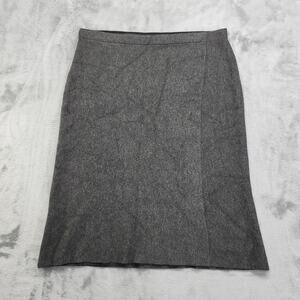 Milano Skirt Size L Gray Pull On Faux Wrap Stretch Knit Pencil Viscose Polyester